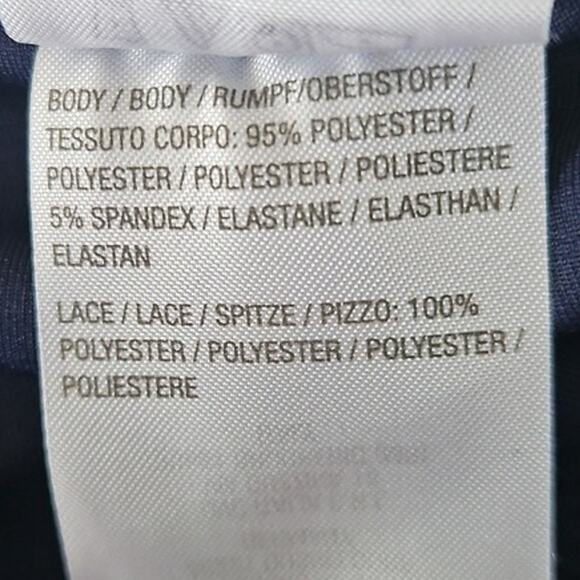 NWOT Isaac Mizrahi Live Navy Pebble Knit Wide Leg Crop Pants 2X Lace Hem - Picture 7 of 7